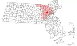 Localizarea în comitatul Middlesex, &nbsp;Massachusetts