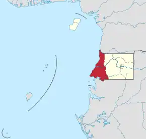Harta provinciei Litoral în cadrul statului Guineea Ecuatorială