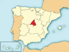 Poziția regiunii Comunidad de Madrid