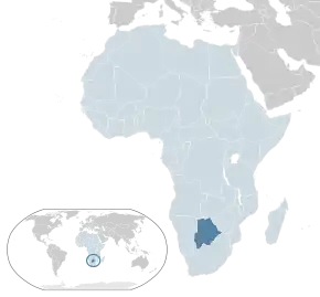 Locația statului Botswana în Uniunea Africană