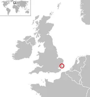 Amplasarea Principatului Sealand (verde închis): în raport cu Regatul Unit, Franța, Belgia, Olanda, Norvegia, Luxemburg (gri)