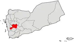 Harta guvernoratului Dhamar  în cadrul Yemenului