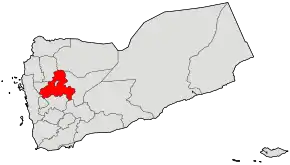 Harta guvernoratului Sana'a  în cadrul Yemenului
