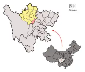 Poziția localității Districtul Wenchuan
