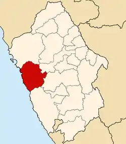 Harta localizării provinciei în cadrul regiunii Ancash