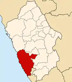 Harta localizării provinciei în cadrul regiunii Ancash