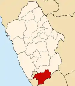 Harta localizării provinciei în cadrul regiunii Ancash