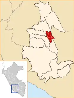 Harta localizării provinciei în cadrul regiunii Ayacucho