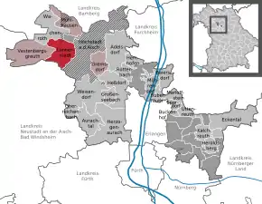 Poziția  Lonnerstadt pe harta districtului Erlangen-Höchstadt
