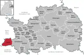 Poziția orașului Lorch pe harta districtului Ostalbkreis