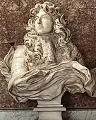 Bustul lui Ludovic al XIV-lea; de Gian Lorenzo Bernini; 1665; marmură; 105 × 99 × 46 cm; Palatul de la Versailles