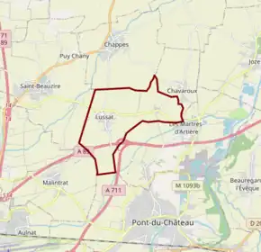 Poziția localității Lussat