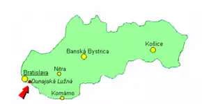 Poziția localității Dunajská Lužná