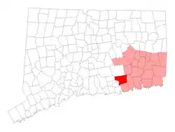 Location within New London County, Connecticut