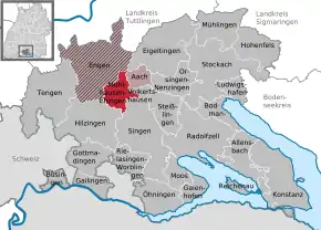 Poziția  Mühlhausen-Ehingen pe harta districtului Konstanz