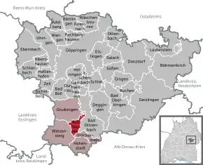 Poziția  Mühlhausen im Täle pe harta districtului Göppingen