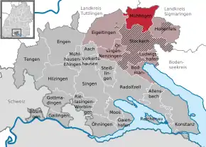 Poziția  Mühlingen pe harta districtului Konstanz