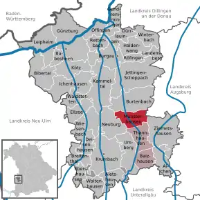 Poziția  Münsterhausen pe harta districtului Günzburg