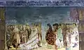 Frescă de pe clădirea clisiarniței - Aducerea moaștelor Sfântului Ioan la Suceava și întâmpinarea lor de către Alexandru cel Bun