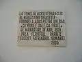 Placă atestând participarea în anul 1928 la construcția bisericii paraclis a fratelui Toader Arăpașu (viitorul Patriarh Teoctist)