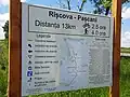 Panou informativ al traseului Rîșcova–Pașcani.