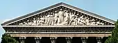 Fronton neoclasic al Biserici Madeleine (Paris), cu sculpturile din fronton (1830-1837) de Pierre-Jean David