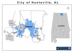 Poziția localității Huntsville, Alabama