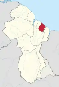 Poziția regiunii Mahaica-Berbice