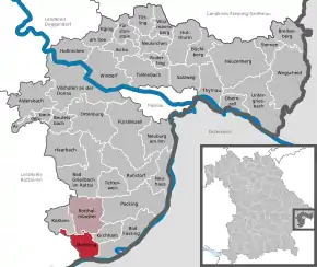 Poziția Malching pe harta districtului Passau