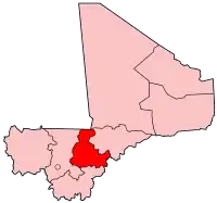 Harta regiunii Ségou în cadrul statului Mali