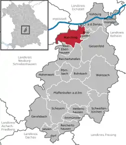 Poziția  Manching pe harta districtului Pfaffenhofen a.d.Ilm