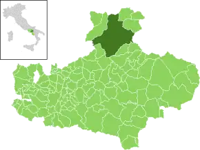 Poziția comunei în cadrul provinciei