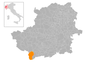 Poziția localității Bobbio Pellice