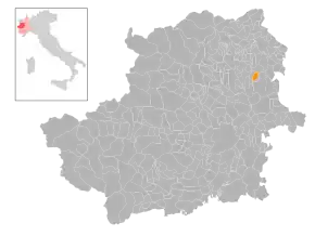 Poziția localității Orio Canavese