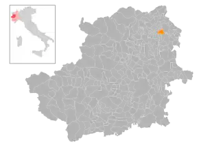 Poziția localității Pavone Canavese