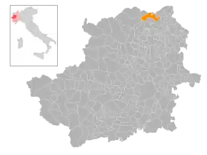 Poziția localității Traversella