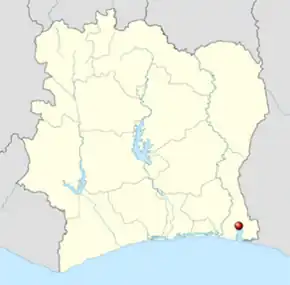 Poziția localității Aboisso