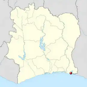 Poziția localității Assinie Mafia