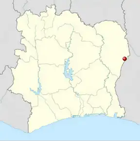 Poziția localității Bondoukou