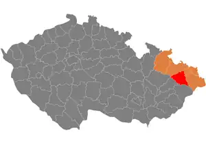 Poziția localității Districtul Nový Jičín