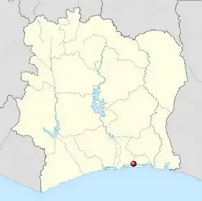 Poziția localității Dabou