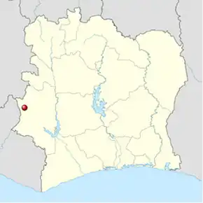 Poziția localității Danané