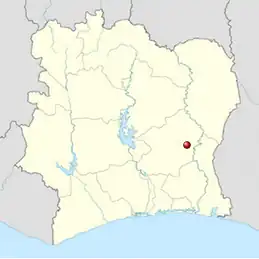 Poziția localității Daoukro