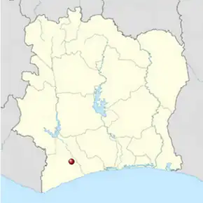 Poziția localității Méagui