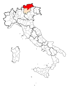 Poziția regiunii Provincia Autonomă Bolzano