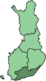 Poziția regiunii Etelä-Suomen lääniSödra Finlands län