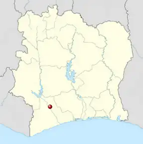 Poziția localității Soubré