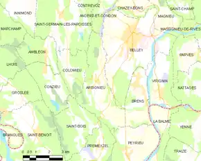 Poziția localității Arbignieu