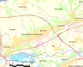 Poziția localității Beynost