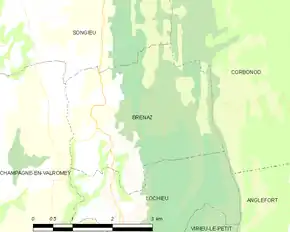 Poziția localității Brénaz